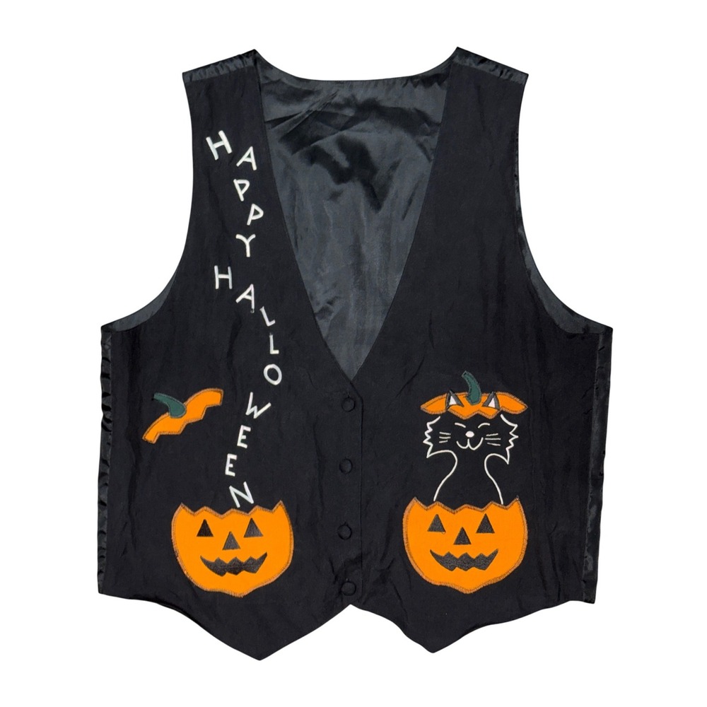 Happy Halloween Silk Vest Embroidered Costume Party Teacher Cottagecore Retro